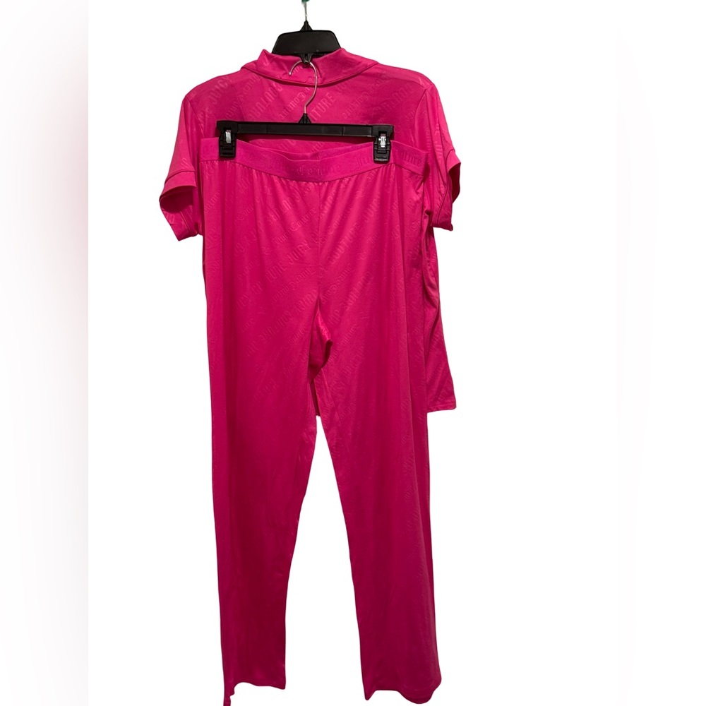 Juicy Couture NWT Size L Vibrant Pink Silky Juicy Short Sleeve Pajama Set (0671) - Picture 6 of 14